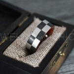 Checkered Flag Rings, Motor Sports Jewelry, Auto Racing Rings, Car Racing Rings, Checkered Flag Pattern Wedding Band