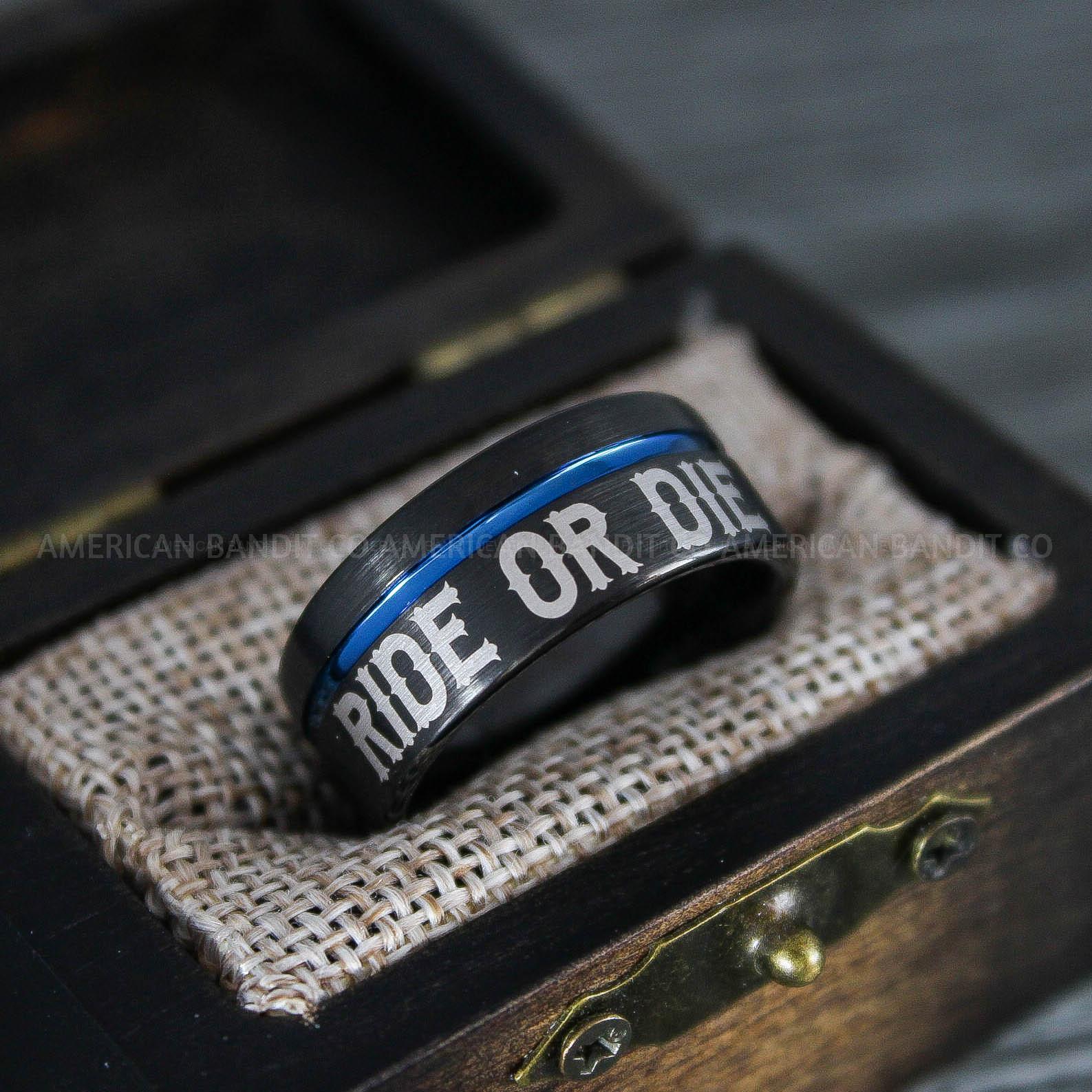 IMG_8637 Ride or Die Rings, Ride or Die, Ride or Die Wedding Rings, Ride or Die Wedding Bands, Black Wedding Rings, Black Wedding Bands, Biker Rings - Image 1