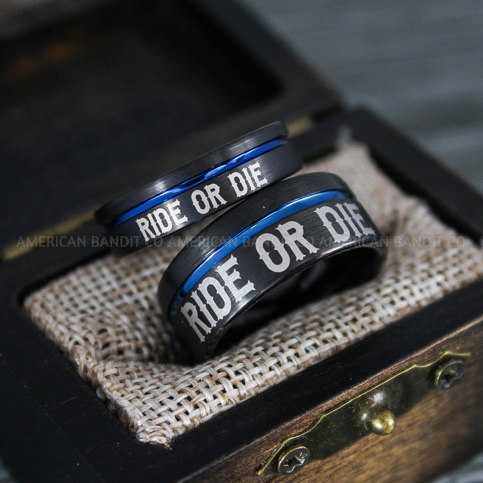 IMG_8638 Ride or Die Rings, Ride or Die, Ride or Die Wedding Rings, Ride or Die Wedding Bands, Black Wedding Rings, Black Wedding Bands, Biker Rings - Image 1