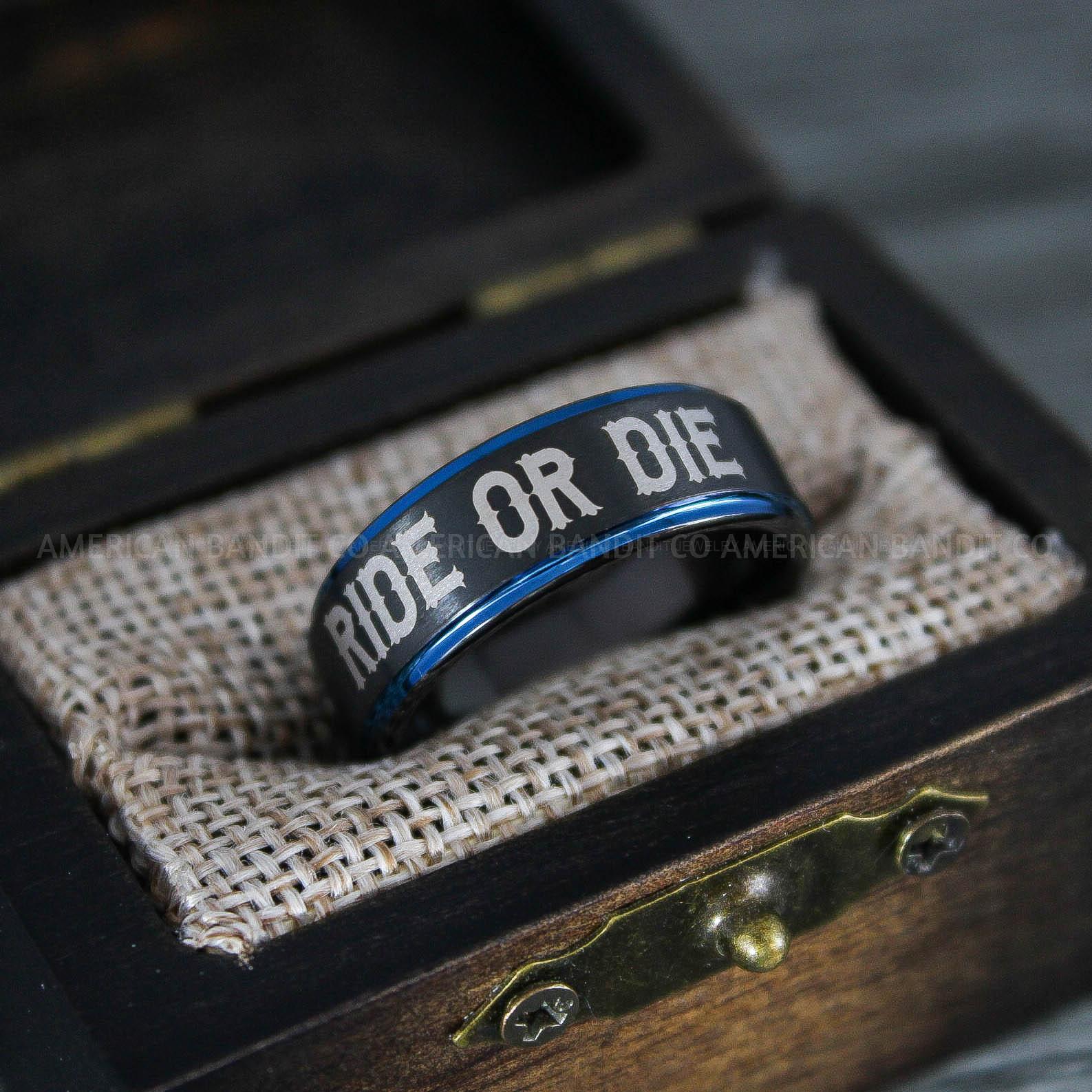 IMG_8640 Ride or Die Rings, Ride or Die, Ride or Die Wedding Rings, Ride or Die Wedding Bands, Black Wedding Rings, Black Wedding Bands, Biker Rings - Image 1