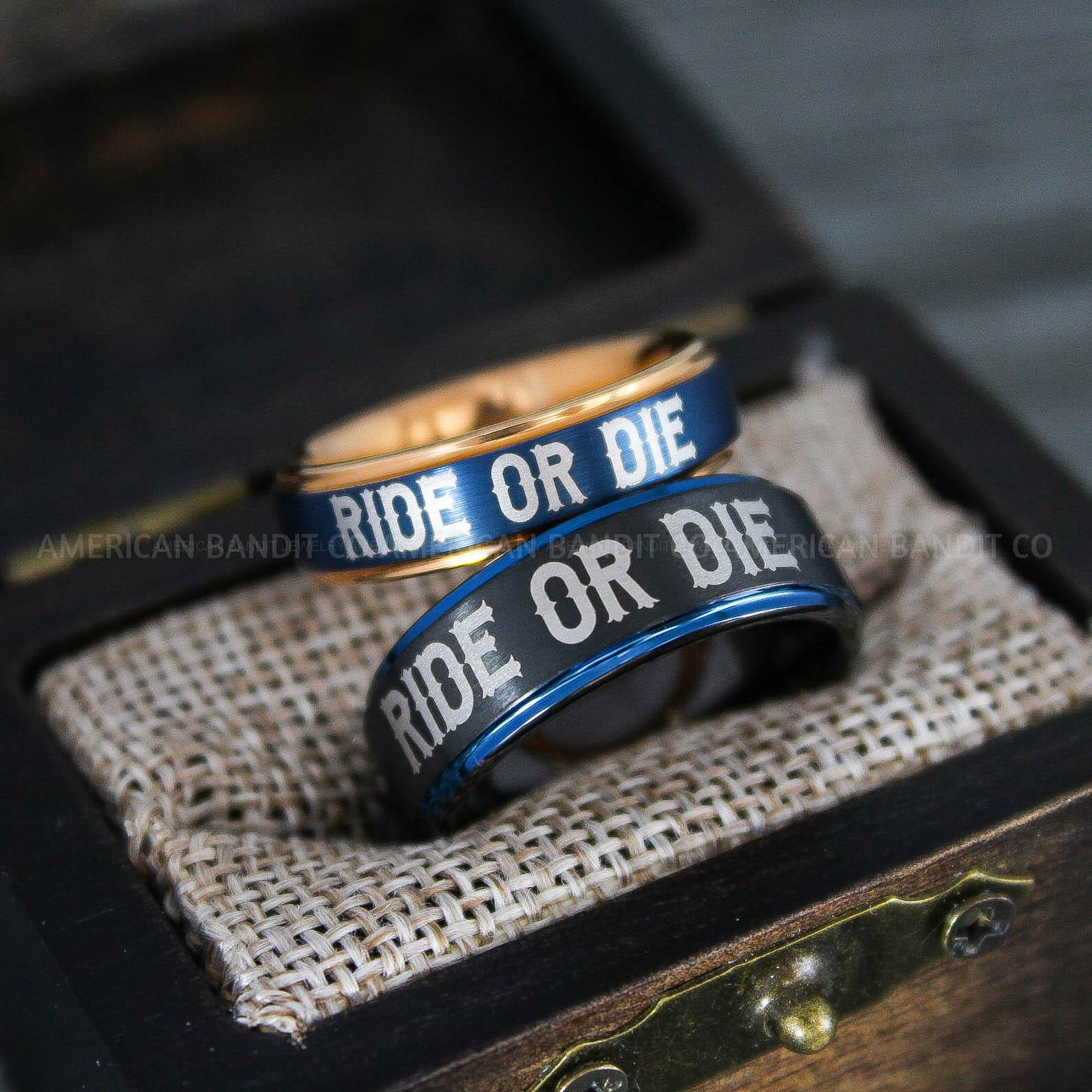IMG_8641 Ride or Die Rings, Ride or Die, Ride or Die Wedding Rings, Ride or Die Wedding Bands, Black Wedding Rings, Black Wedding Bands, Biker Rings - Image 1