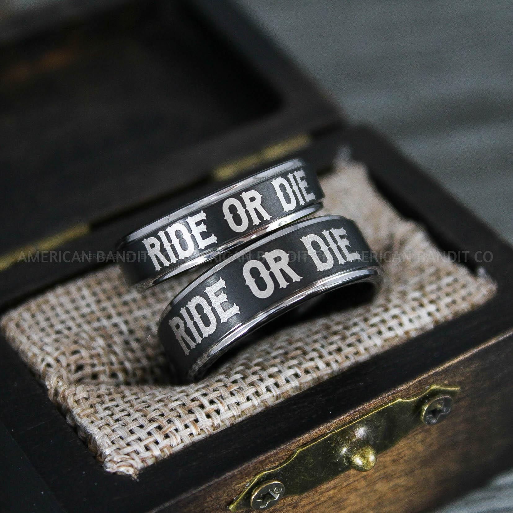 IMG_8644 Ride or Die Rings, Ride or Die, Ride or Die Wedding Rings, Ride or Die Wedding Bands, Black Wedding Rings, Black Wedding Bands, Biker Rings - Image 1