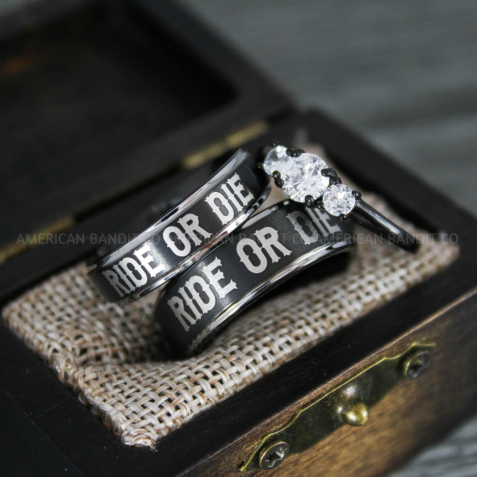 IMG_8647 Ride or Die Rings, Ride or Die, Ride or Die Wedding Rings, Ride or Die Wedding Bands, Black Wedding Rings, Black Wedding Bands, Biker Rings - Image 1
