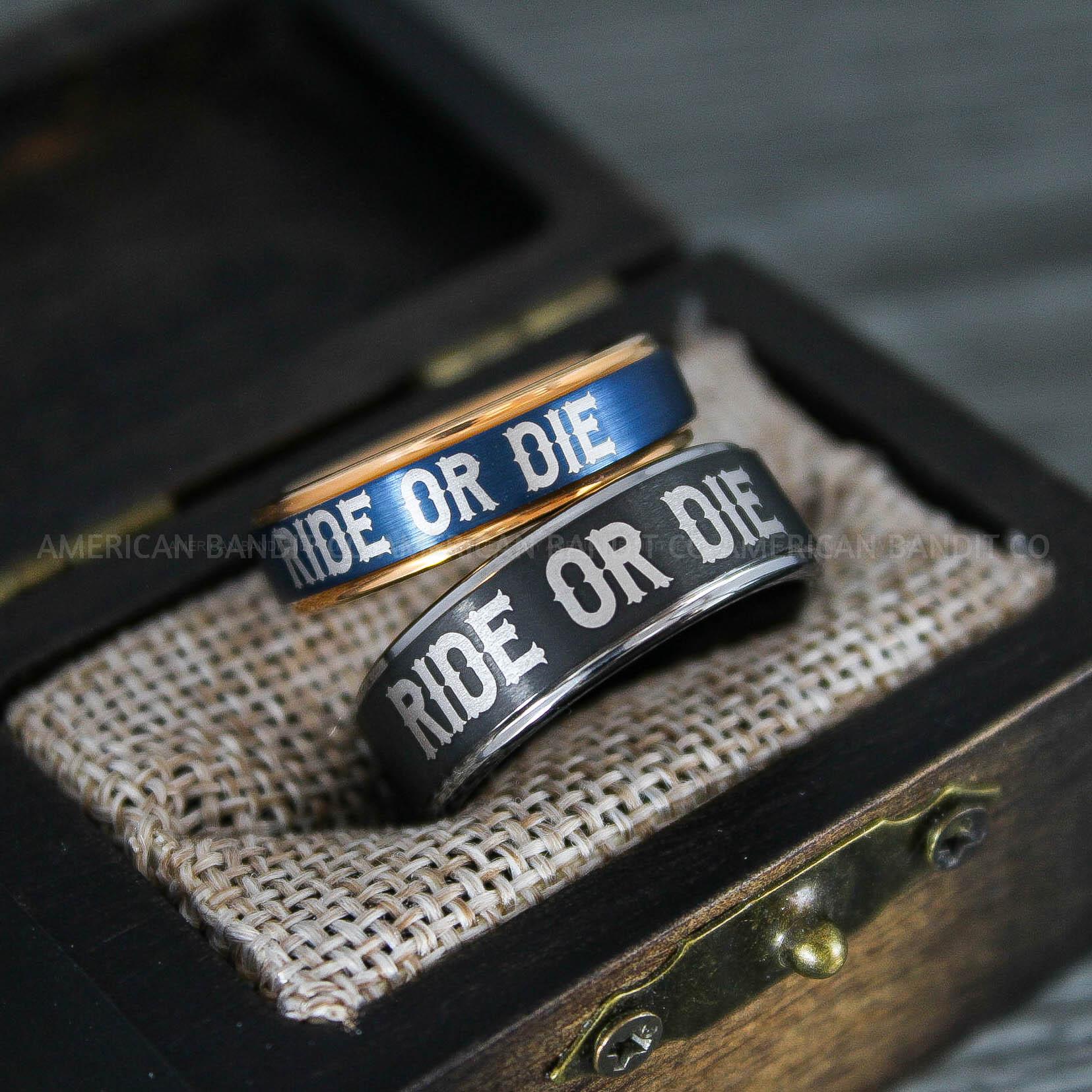 IMG_8648 Ride or Die Rings, Ride or Die, Ride or Die Wedding Rings, Ride or Die Wedding Bands, Black Wedding Rings, Black Wedding Bands, Biker Rings - Image 1