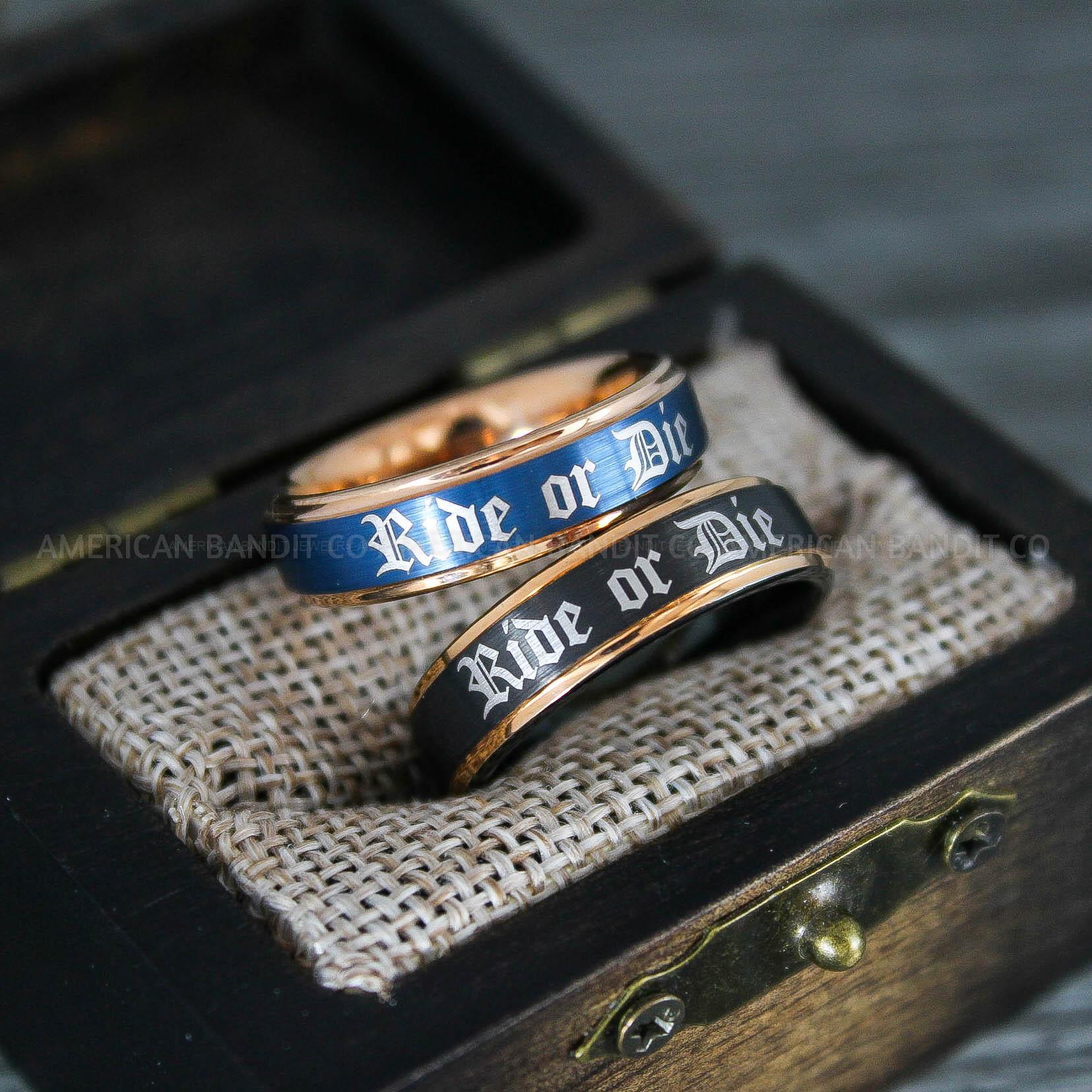 IMG_8651 Ride or Die Rings, Ride or Die, Ride or Die Wedding Rings, Ride or Die Wedding Bands, Black Wedding Rings, Black Wedding Bands, Biker Rings - Image 1