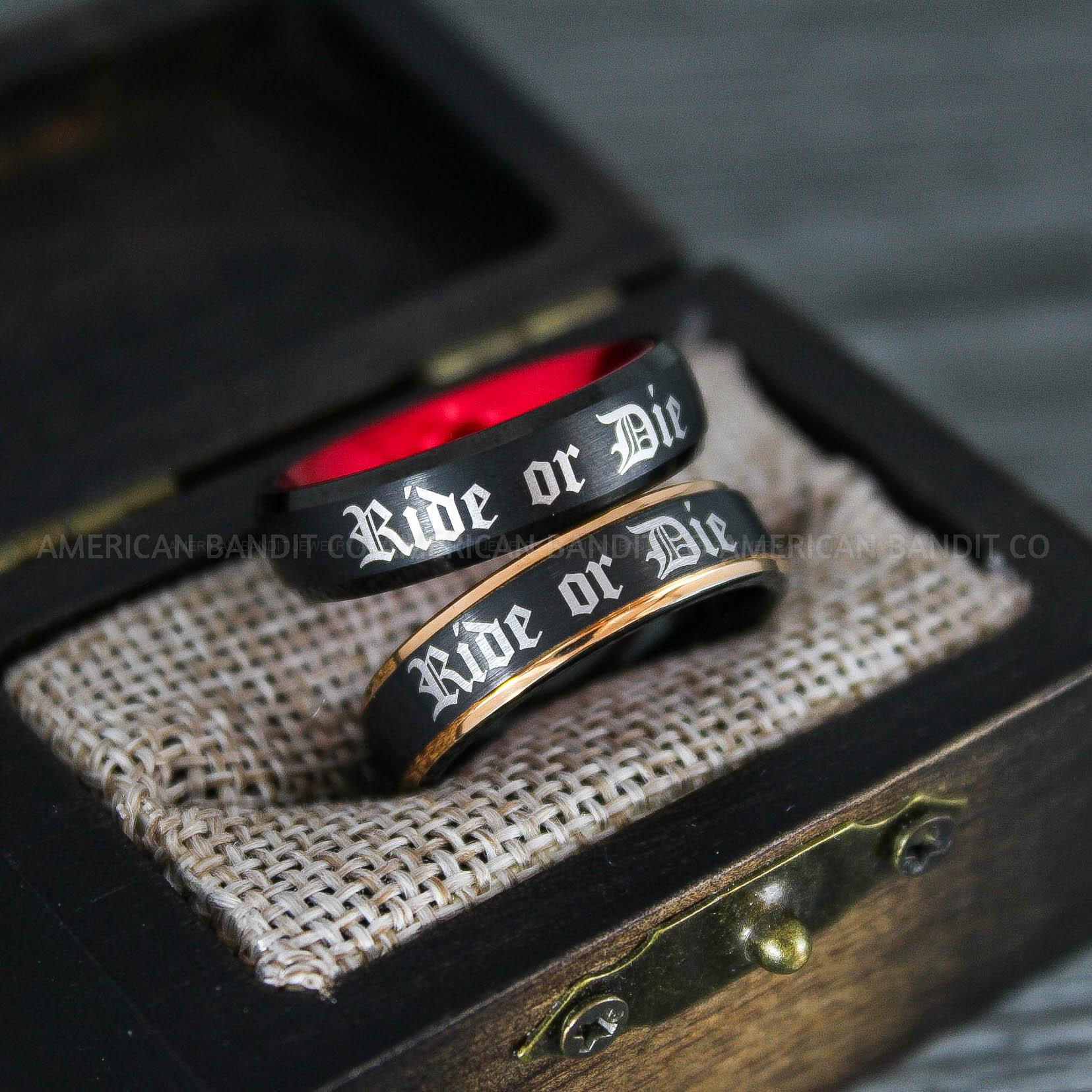 IMG_8652 Ride or Die Rings, Ride or Die, Ride or Die Wedding Rings, Ride or Die Wedding Bands, Black Wedding Rings, Black Wedding Bands, Biker Rings - Image 1