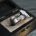 I Love You I Know Rings, Aurebesh Rings, Gunmetal Wedding Bands, Aurebesh Wedding Bands, Aurebesh Wedding Rings, Aurebesh Jewelry