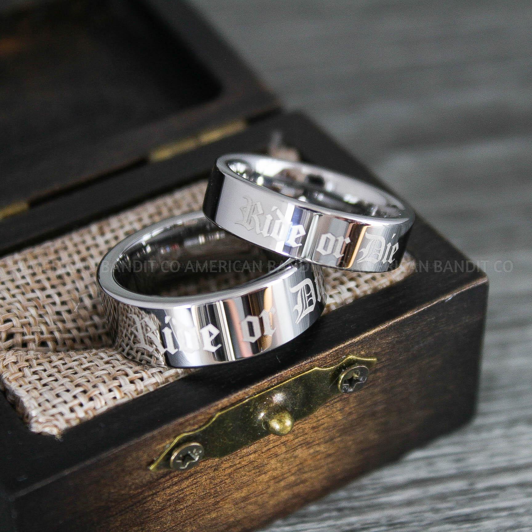 IMG_8666 Ride or Die Rings, Ride or Die, Ride or Die Wedding Rings, Ride or Die Wedding Bands, Silver Wedding Rings, Silver Wedding Bands, Biker Rings - Image 1