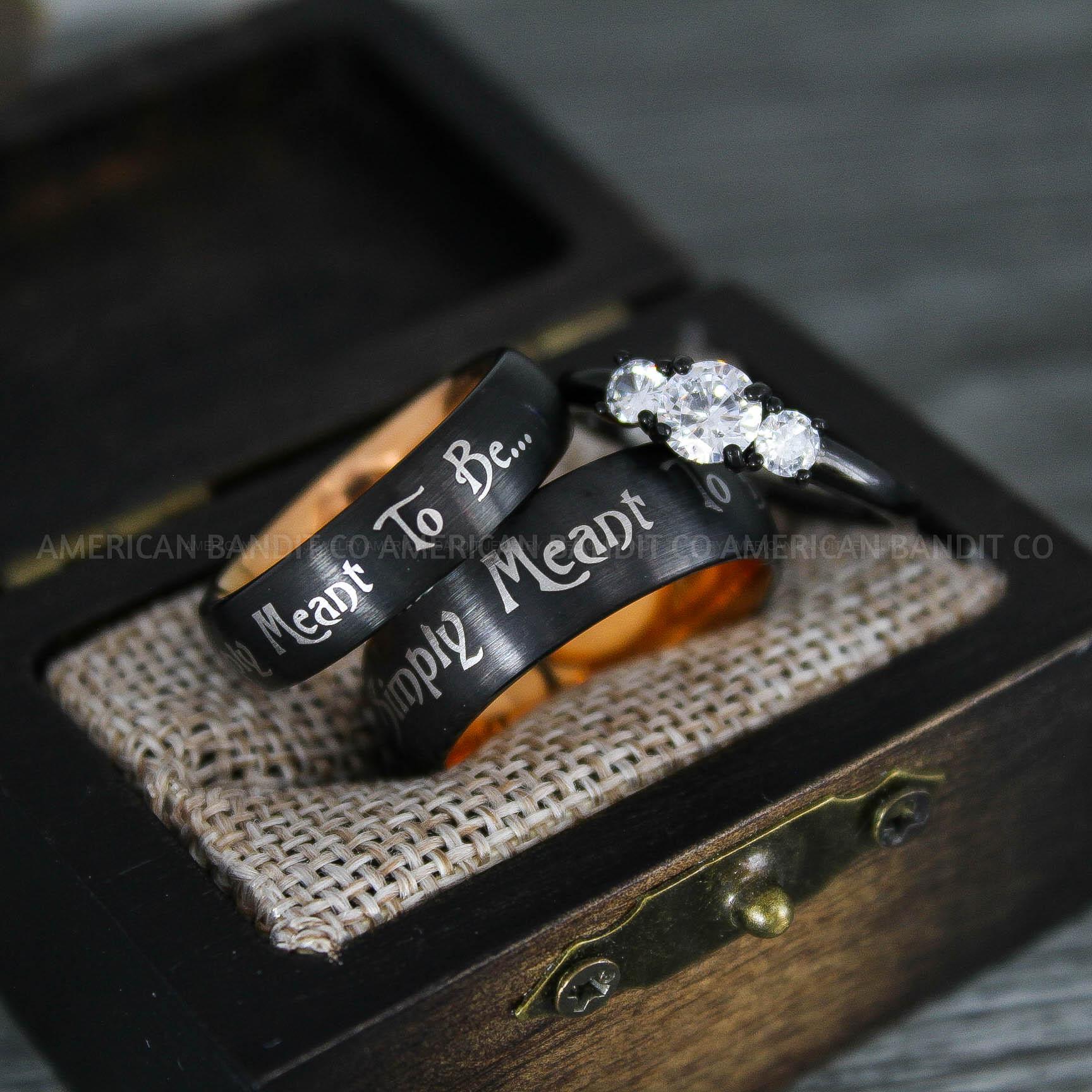 IMG_8669 Simply Meant To Be Rings, Black Wedding Bands, Black Wedding Rings, Jack and Sally Rings, Jack and Sally Wedding Rings - Image 1