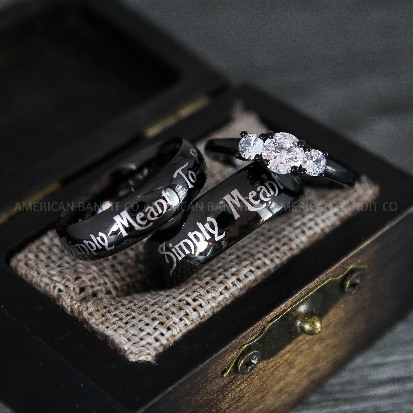 IMG_8672 Simply Meant To Be Rings, Black Wedding Bands, Black Wedding Rings, Jack and Sally Rings, Jack and Sally Wedding Rings - Image 1