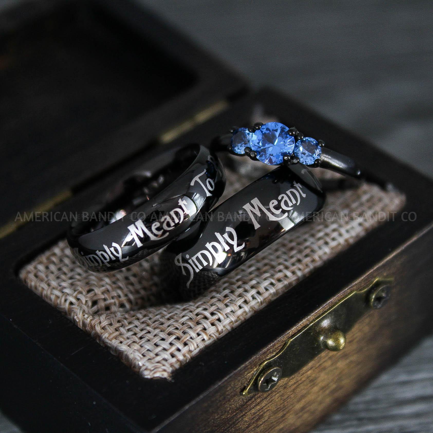 IMG_8673 Simply Meant To Be Rings, Black Wedding Bands, Black Wedding Rings, Jack and Sally Rings, Jack and Sally Wedding Rings - Image 1
