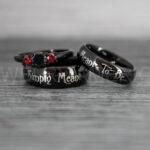 Simply Meant To Be Rings, Black Wedding Bands, Black Wedding Rings, Jack and Sally Rings, Jack and Sally Wedding Rings
