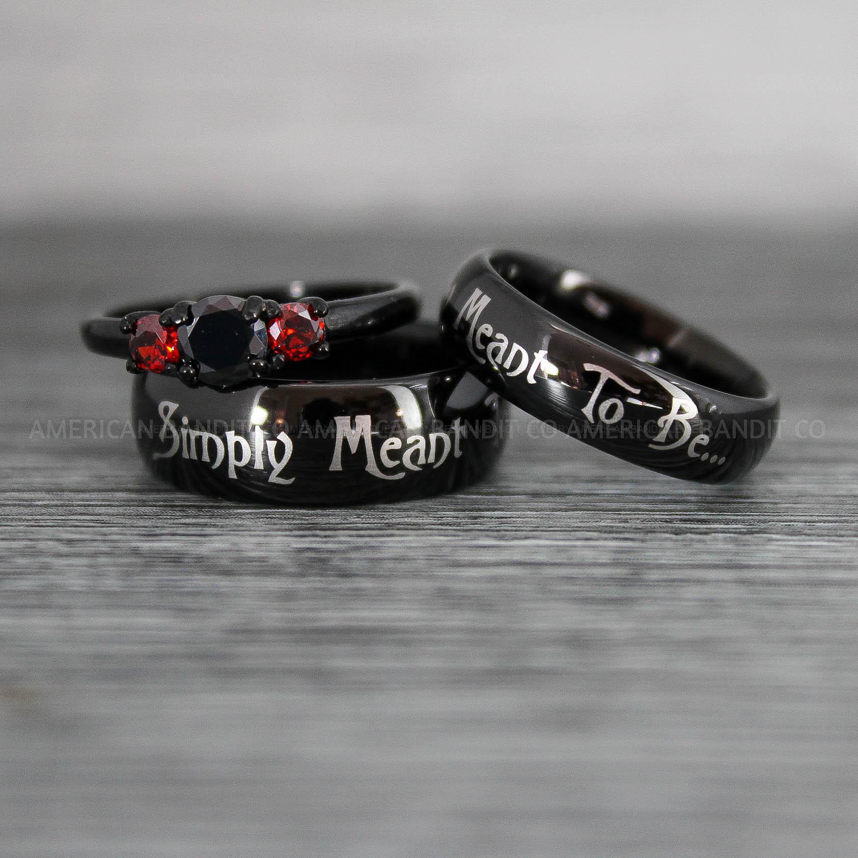 IMG_8677 Simply Meant To Be Rings, Black Wedding Bands, Black Wedding Rings, Jack and Sally Rings, Jack and Sally Wedding Rings - Image 1