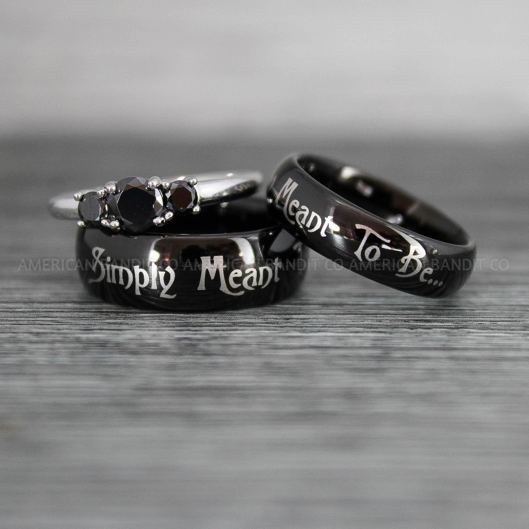 IMG_8678 Simply Meant To Be Rings, Black Wedding Bands, Black Wedding Rings, Jack and Sally Rings, Jack and Sally Wedding Rings - Image 1