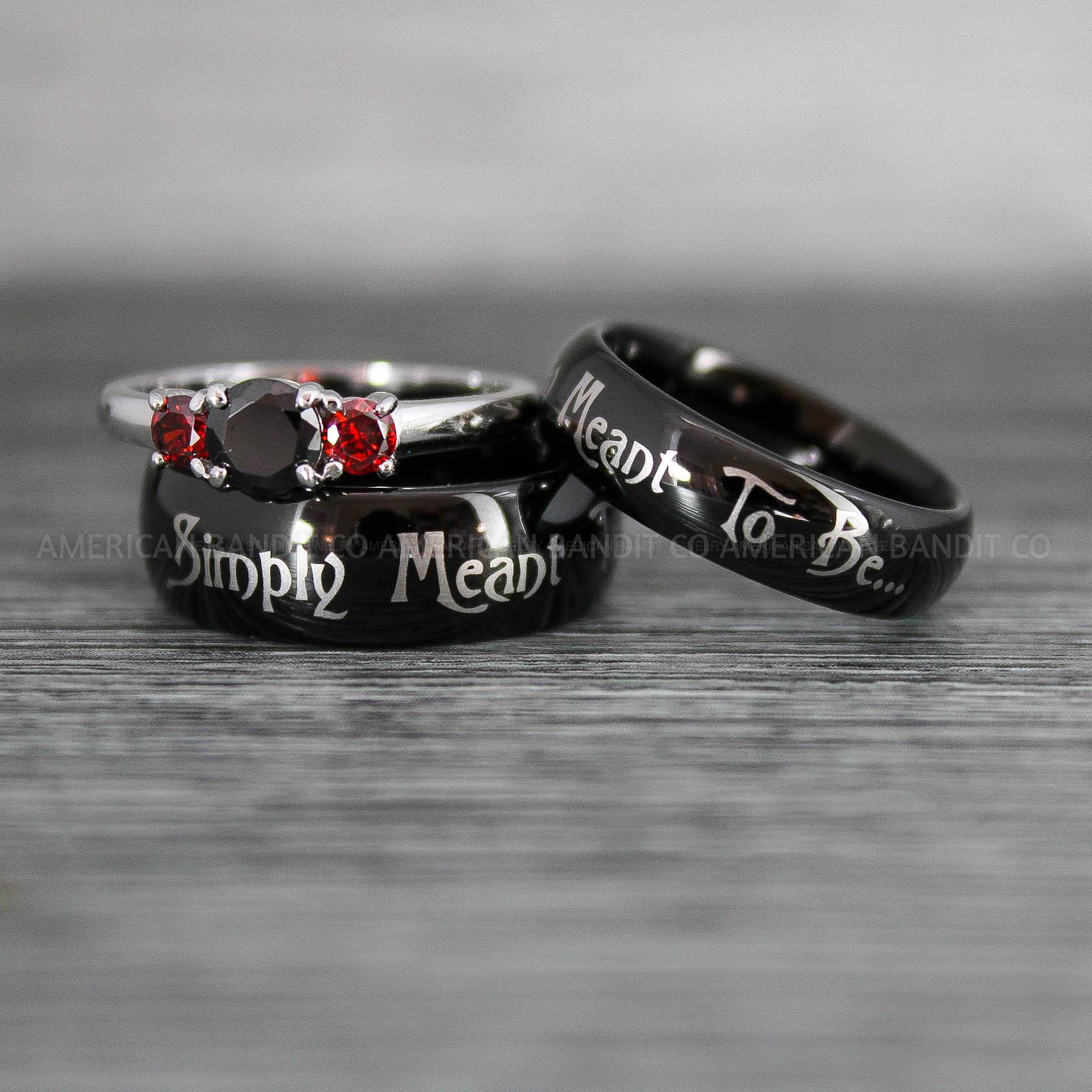 IMG_8679 Simply Meant To Be Rings, Black Wedding Bands, Black Wedding Rings, Jack and Sally Rings, Jack and Sally Wedding Rings - Image 1