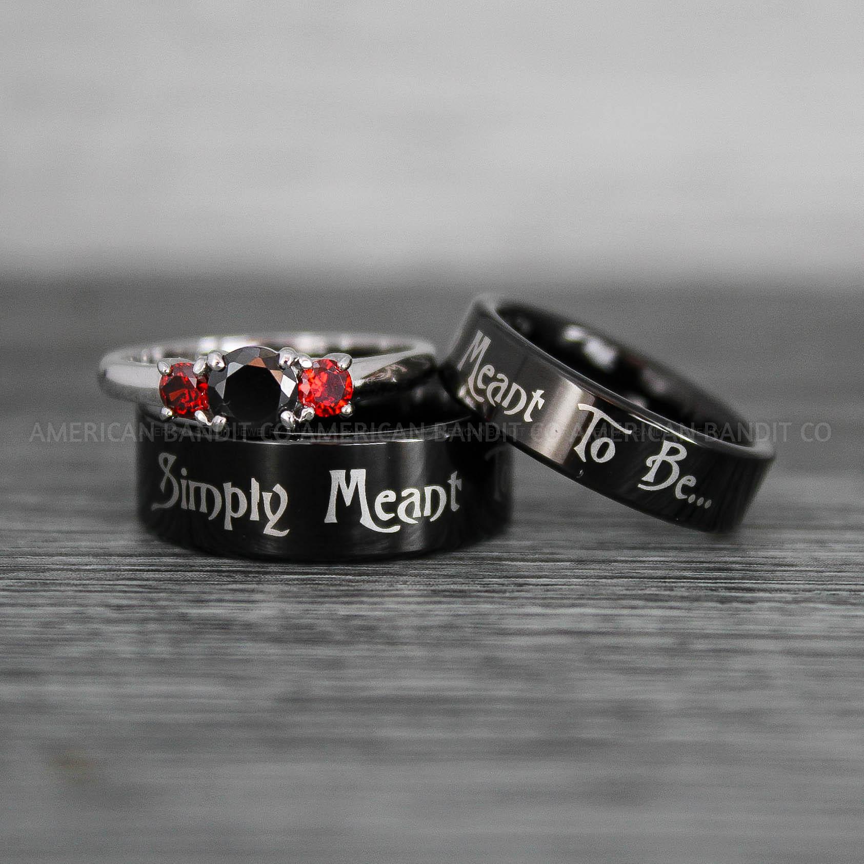IMG_8684 Simply Meant To Be Rings, Black Wedding Bands, Black Wedding Rings, Jack and Sally Rings, Jack and Sally Wedding Rings - Image 1