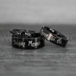 Simply Meant To Be Rings, Black Wedding Bands, Black Wedding Rings, Jack and Sally Rings, Jack and Sally Wedding Rings