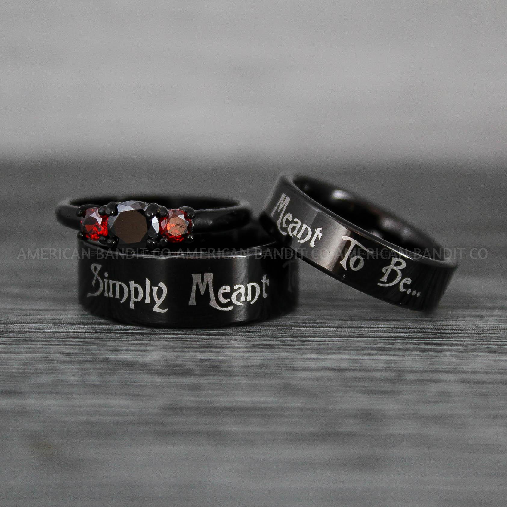 IMG_8687 Simply Meant To Be Rings, Black Wedding Bands, Black Wedding Rings, Jack and Sally Rings, Jack and Sally Wedding Rings - Image 1