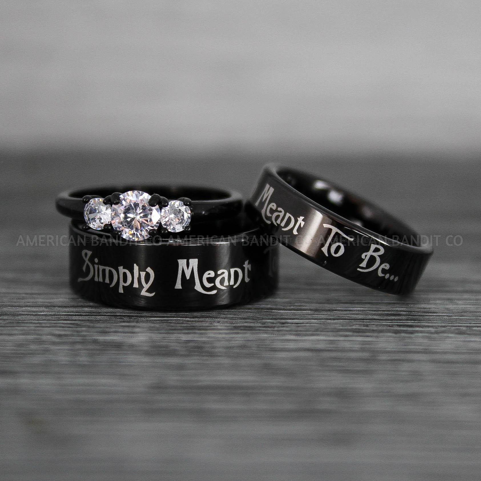 IMG_8688 Simply Meant To Be Rings, Black Wedding Bands, Black Wedding Rings, Jack and Sally Rings, Jack and Sally Wedding Rings - Image 1