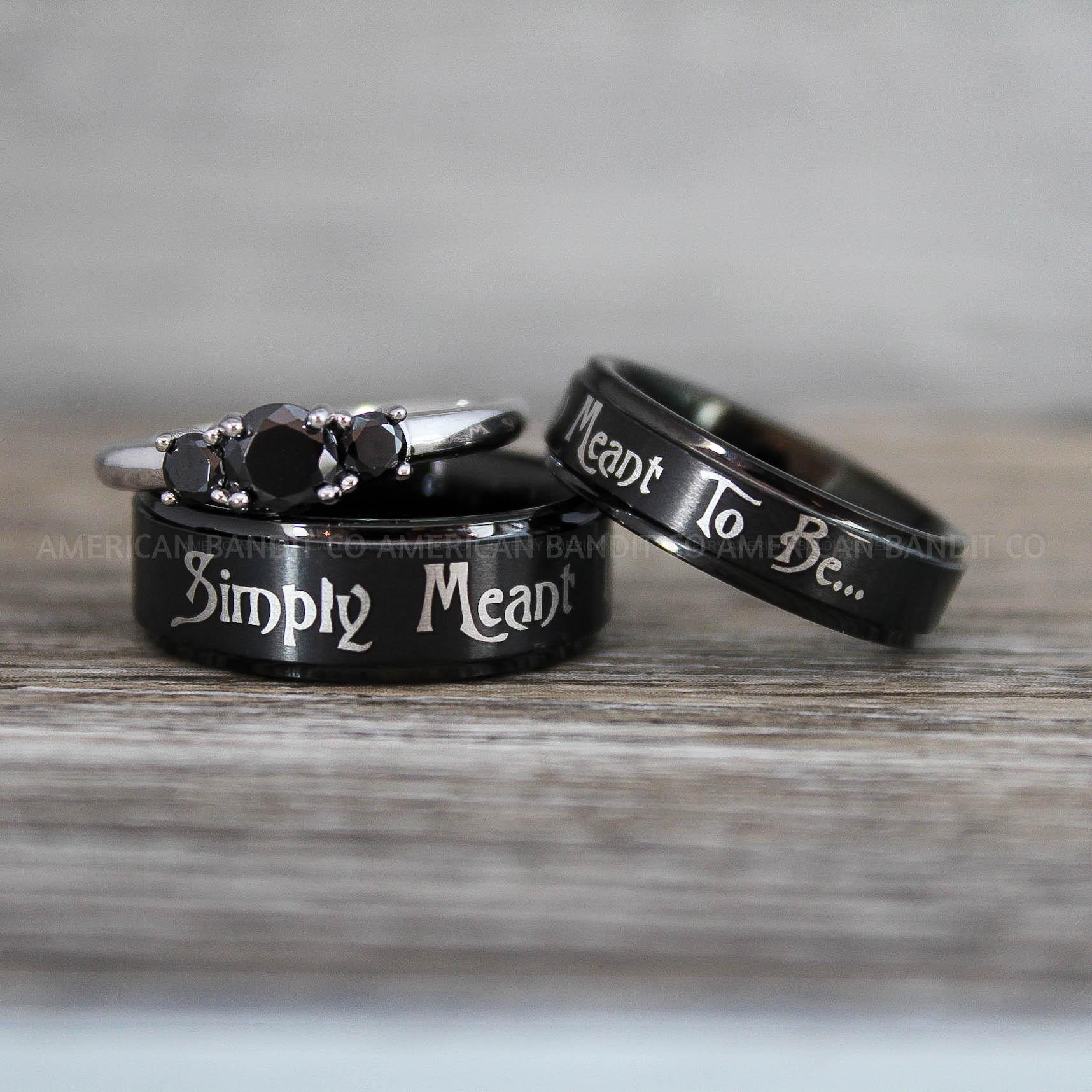 IMG_8699 Simply Meant To Be Rings, Black Wedding Bands, Black Wedding Rings, Jack and Sally Rings, Jack and Sally Wedding Rings - Image 1