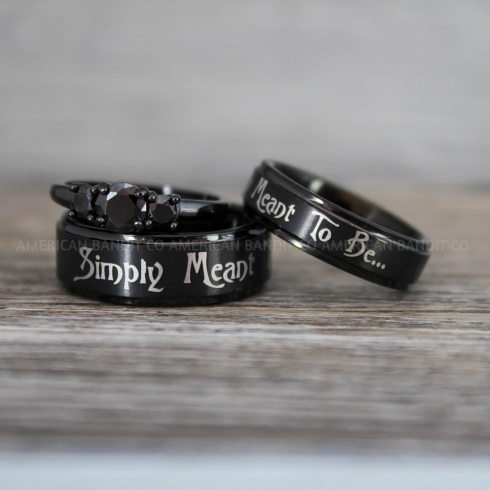 IMG_8700 Simply Meant To Be Rings, Black Wedding Bands, Black Wedding Rings, Jack and Sally Rings, Jack and Sally Wedding Rings - Image 1
