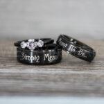 Simply Meant To Be Rings, Black Wedding Bands, Black Wedding Rings, Jack and Sally Rings, Jack and Sally Wedding Rings