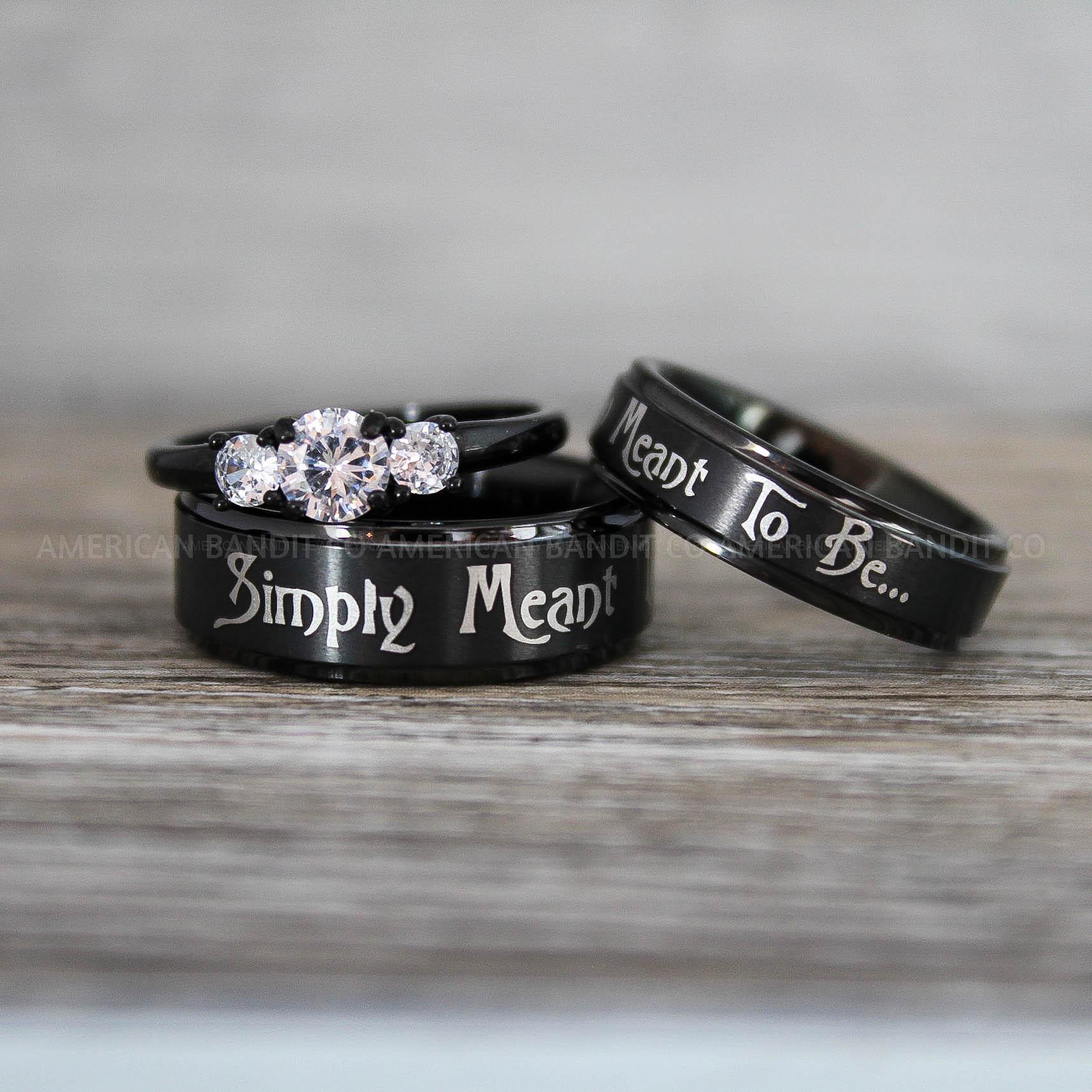 IMG_8701 Simply Meant To Be Rings, Black Wedding Bands, Black Wedding Rings, Jack and Sally Rings, Jack and Sally Wedding Rings - Image 1