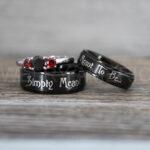 Simply Meant To Be Rings, Black Wedding Bands, Black Wedding Rings, Jack and Sally Rings, Jack and Sally Wedding Rings