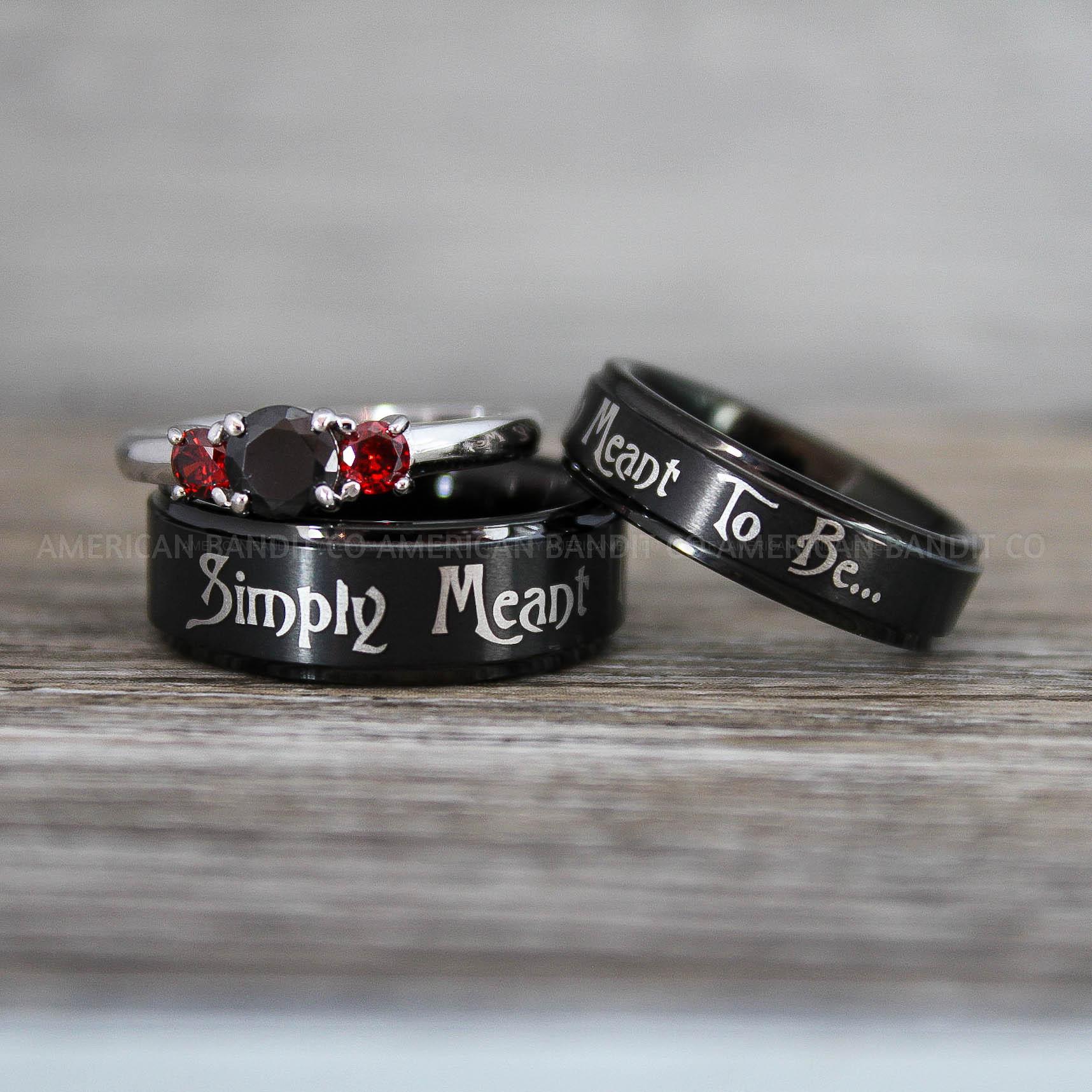 IMG_8702 Simply Meant To Be Rings, Black Wedding Bands, Black Wedding Rings, Jack and Sally Rings, Jack and Sally Wedding Rings - Image 1