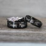 Simply Meant To Be Rings, Black Wedding Bands, Black Wedding Rings, Jack and Sally Rings, Jack and Sally Wedding Rings