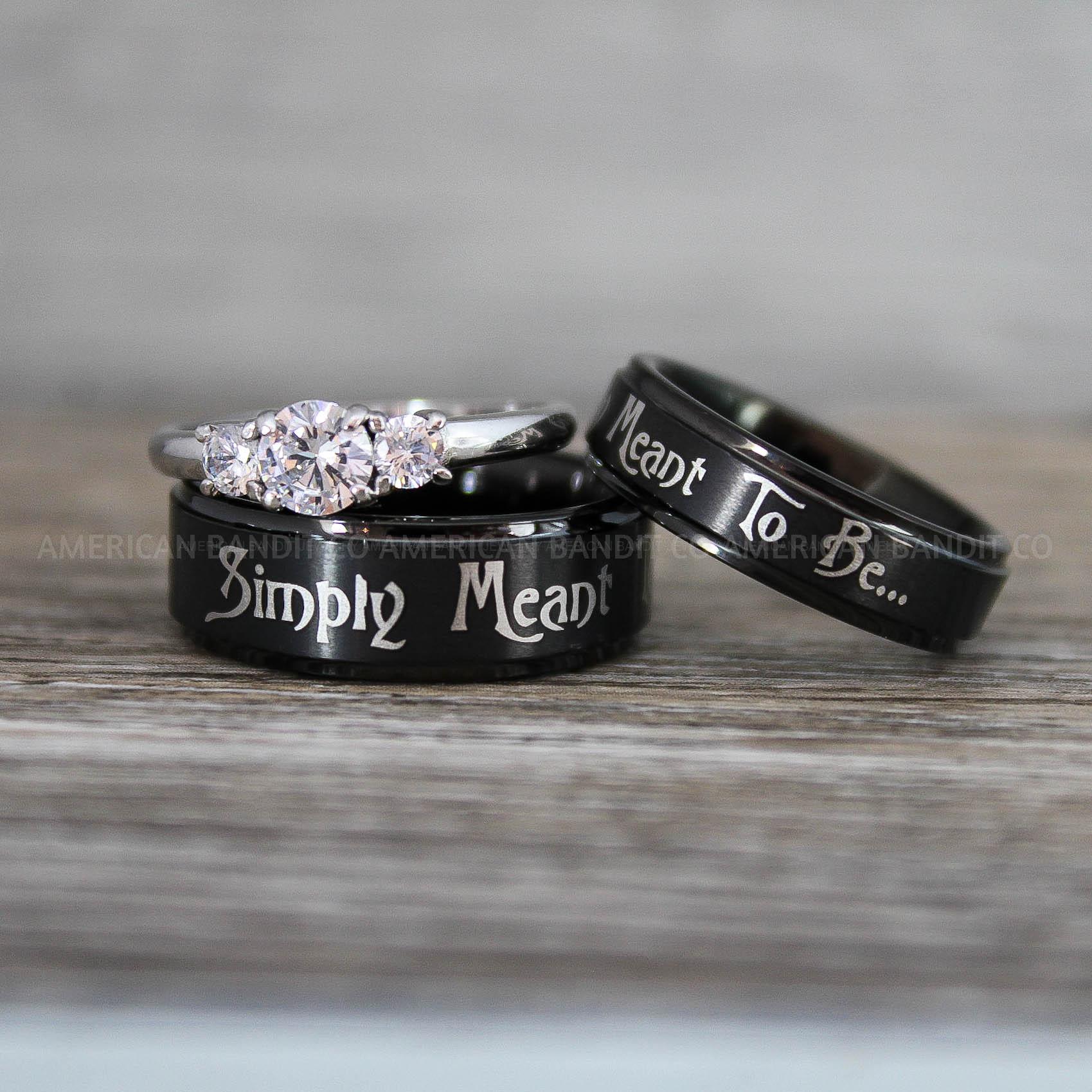 IMG_8706 Simply Meant To Be Rings, Black Wedding Bands, Black Wedding Rings, Jack and Sally Rings, Jack and Sally Wedding Rings - Image 1