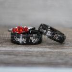 Simply Meant To Be Rings, Black Wedding Bands, Black Wedding Rings, Jack and Sally Rings, Jack and Sally Wedding Rings