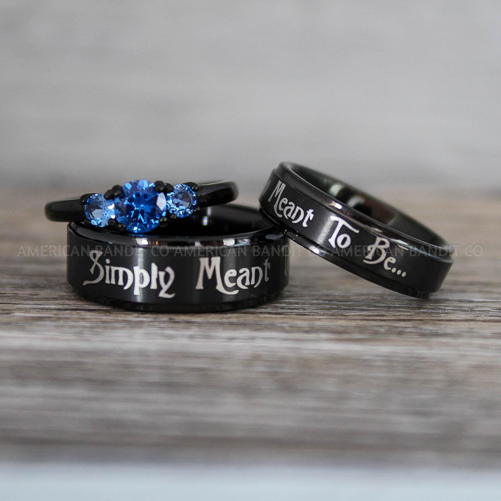 IMG_8708 Simply Meant To Be Rings, Black Wedding Bands, Black Wedding Rings, Jack and Sally Rings, Jack and Sally Wedding Rings - Image 1