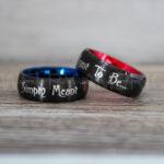 Simply Meant To Be Rings, Black Wedding Bands, Black Wedding Rings, Jack and Sally Rings, Jack and Sally Wedding Rings