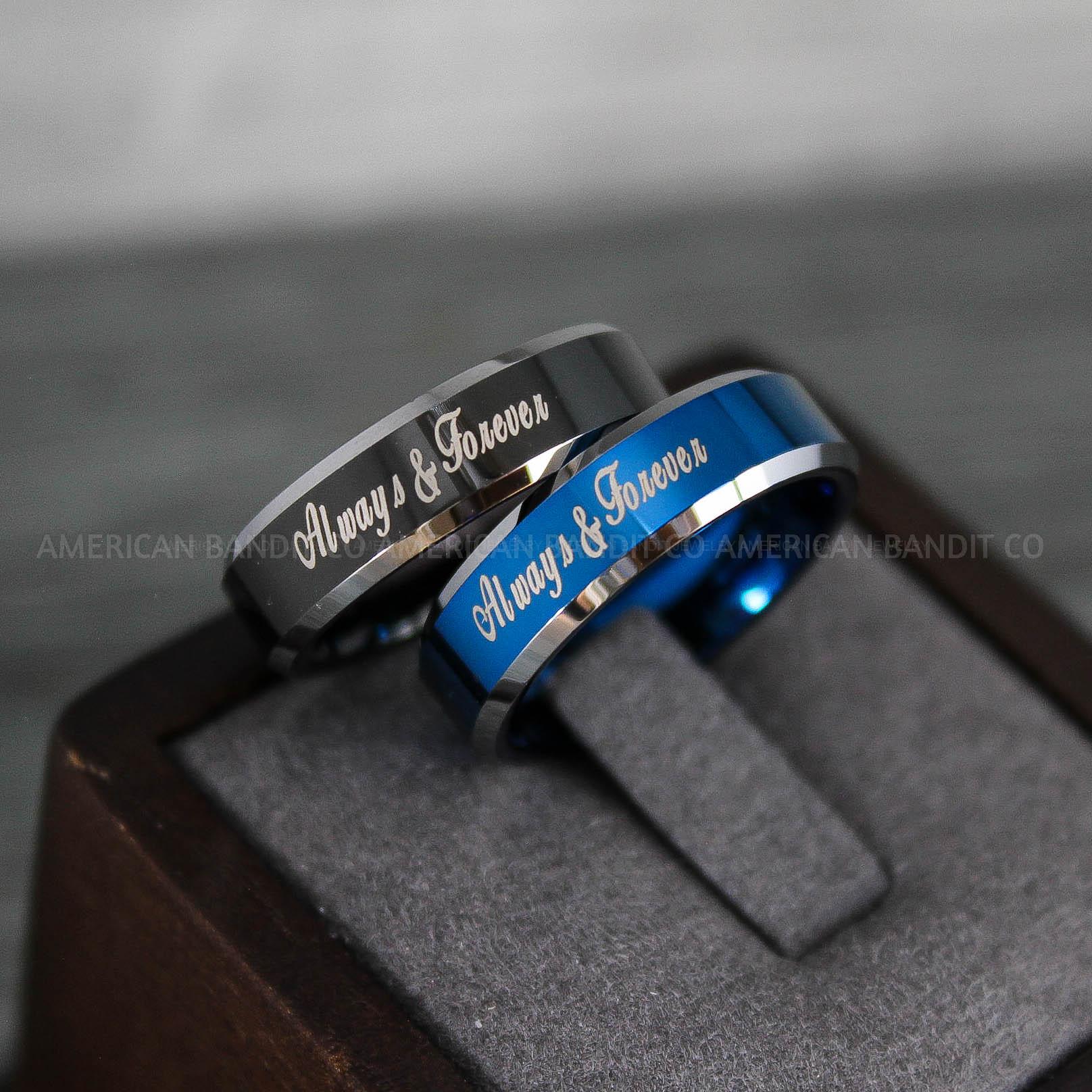 IMG_8777 Always and Forever Rings, Couple Rings, Couple Wedding Bands, Matching Couple Rings, Couple Jewelry, Blue Wedding Rings - Image 1