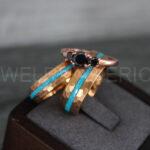 Turquoise Rings, Turquoise Wedding Rings, Turquoise Wedding Bands, Turquoise Jewelry, Rose Gold Wedding Rings, Rose Gold Wedding Bands, Crushed Turquoise Rings