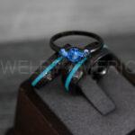 Turquoise Rings, Turquoise Wedding Rings, Turquoise Wedding Bands, Turquoise Jewelry, Black Wedding Rings, Black Wedding Bands, Crushed Turquoise Rings - Image 5