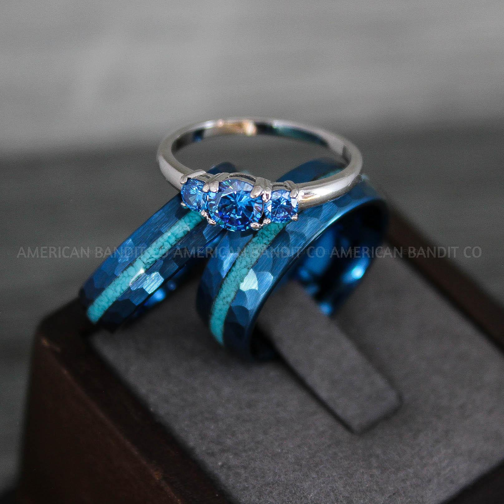 IMG_8787 Turquoise Rings, Turquoise Wedding Rings, Turquoise Wedding Bands, Turquoise Jewelry, Blue Wedding Rings, Blue Wedding Bands, Crushed Turquoise Rings - Image 1