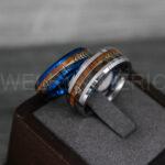 Wood Rings, Wood Wedding Bands, Wood Wedding Rings, Blue Wedding Rings, Blue Wedding Bands