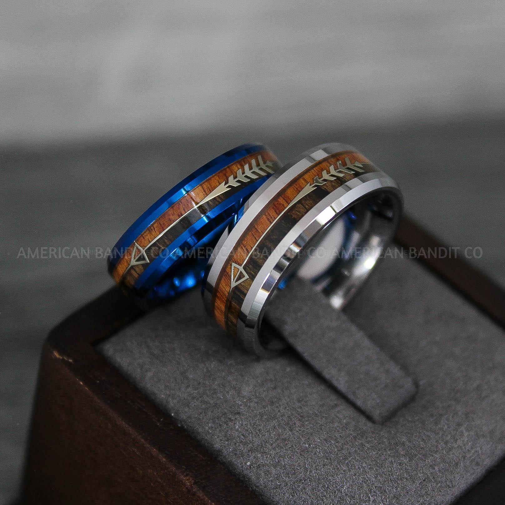 IMG_8790 Wood Rings, Wood Wedding Bands, Wood Wedding Rings, Blue Wedding Rings, Blue Wedding Bands - Image 1