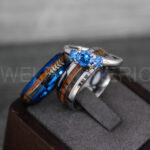 Wood Rings, Wood Wedding Bands, Wood Wedding Rings, Blue Wedding Rings, Blue Wedding Bands - Image 4