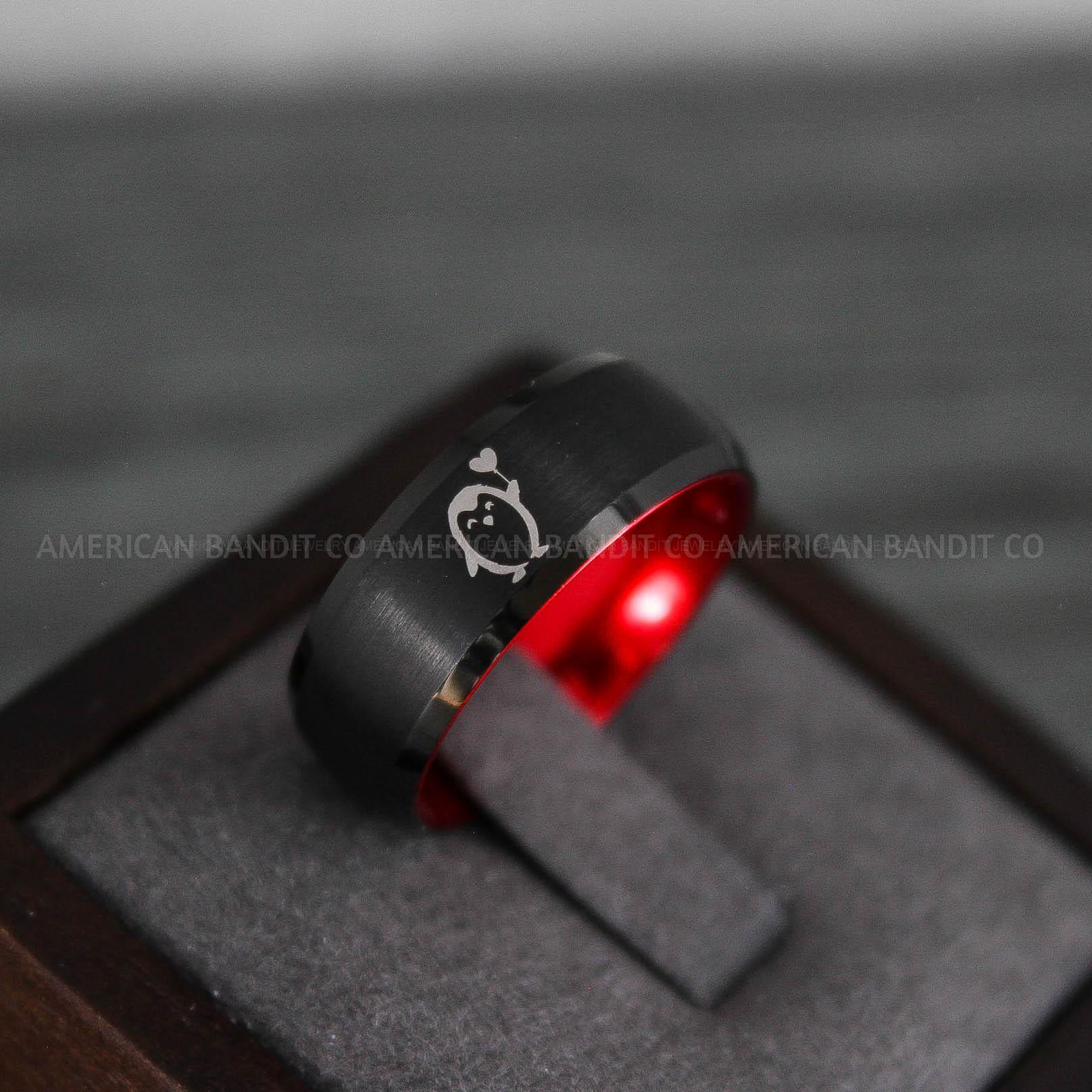 IMG_8803 Penguin Ring, Penguin Jewelry, Penguins Wedding Ring, Penguins Wedding Band, Black Wedding Band, Black Wedding Ring, Penguins Jewelry - Image 1