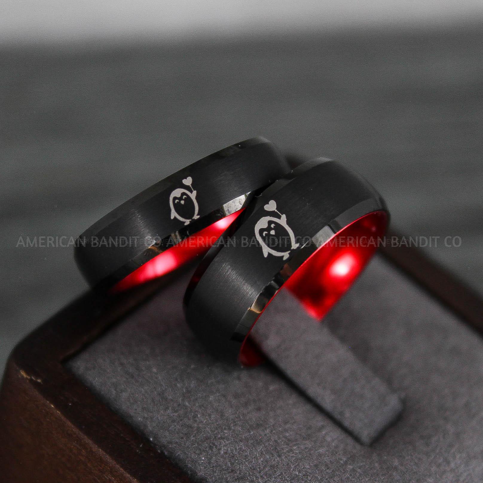 IMG_8804 Penguin Rings, Penguin Jewelry, Penguins Wedding Rings, Penguins Wedding Bands, Black Wedding Bands, Black Wedding Rings, Penguins Jewelry - Image 1