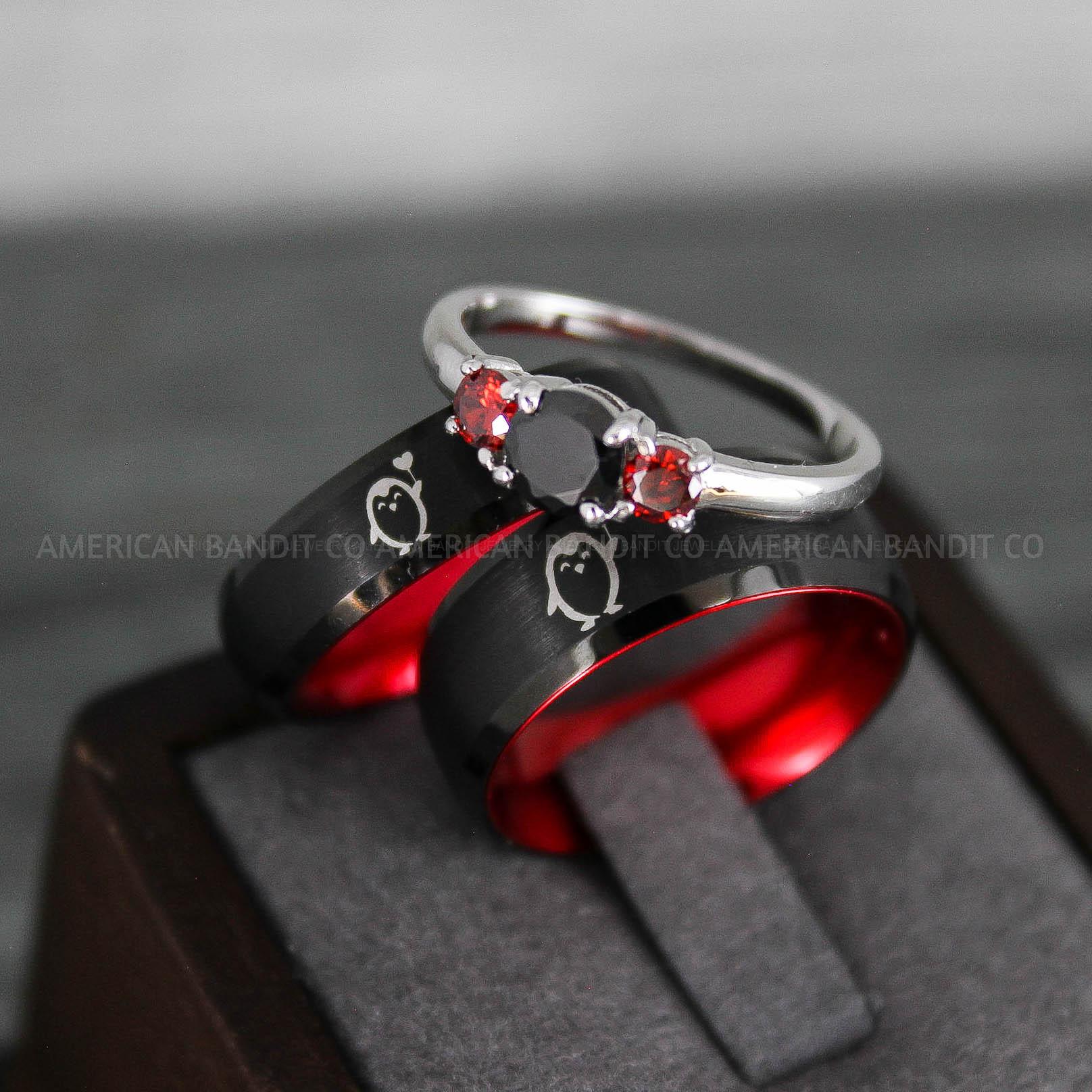 IMG_8805 Penguin Rings, Penguin Jewelry, Penguins Wedding Rings, Penguins Wedding Bands, Black Wedding Bands, Black Wedding Rings, Penguins Jewelry - Image 1