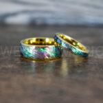 Abalone Shell Rings, Abalone Shell Jewelry, Abalone Shell Wedding Bands, Yellow Gold Wedding Rings - Image 3