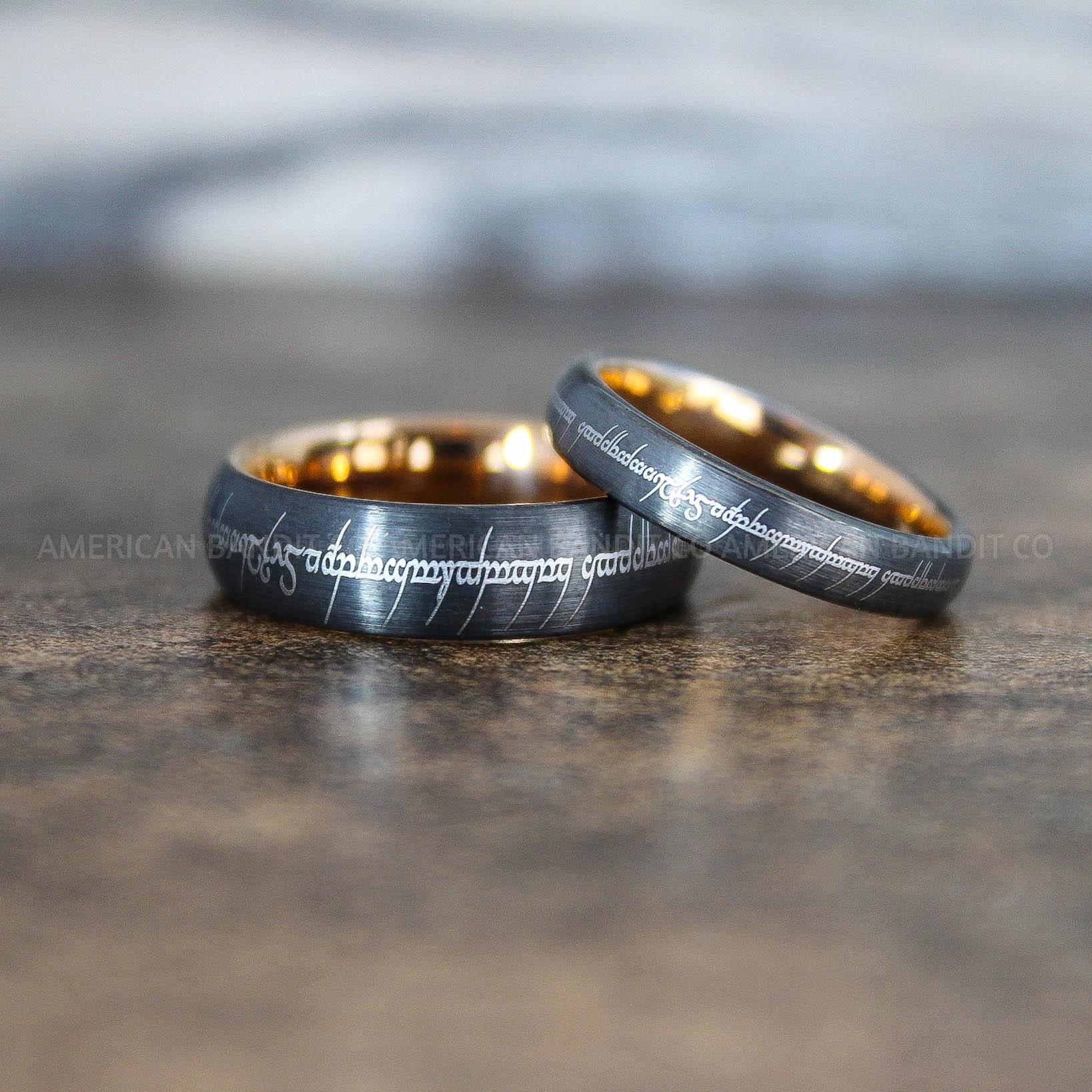 IMG_8909 Elvish Rings, Elvish Wedding Rings, Elvish Wedding Bands, Elvish Jewelry, Gunmetal Wedding Rings - Image 1