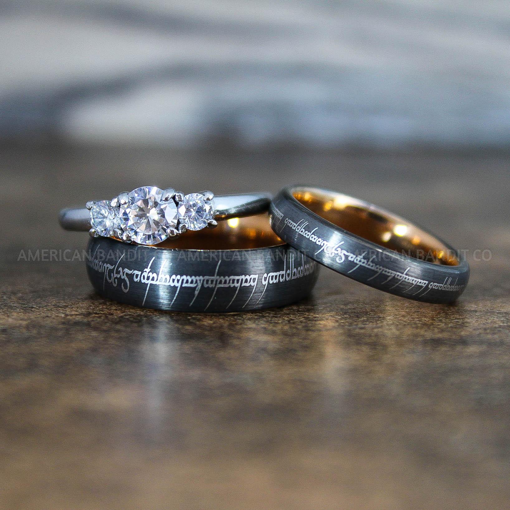 IMG_8910 Elvish Rings, Elvish Wedding Rings, Elvish Wedding Bands, Elvish Jewelry, Gunmetal Wedding Rings - Image 1
