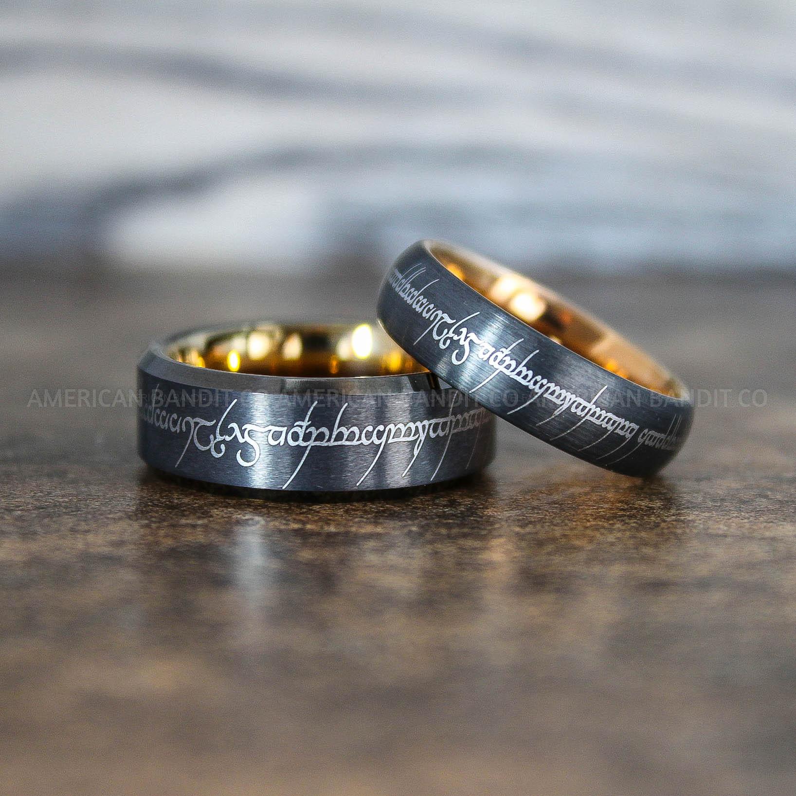 IMG_8913 Elvish Rings, Elvish Wedding Rings, Elvish Wedding Bands, Elvish Jewelry, Gunmetal Wedding Rings - Image 1