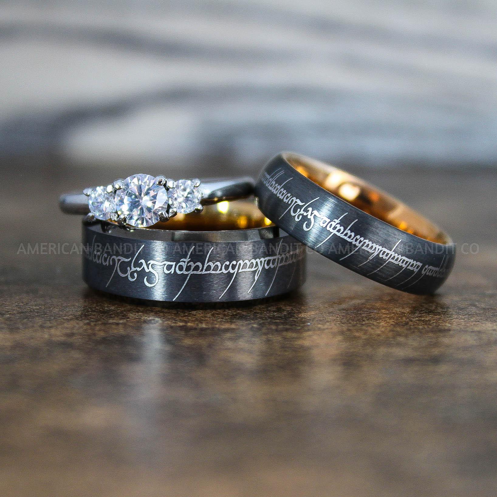 IMG_8914 Elvish Rings, Elvish Wedding Rings, Elvish Wedding Bands, Elvish Jewelry, Gunmetal Wedding Rings - Image 1