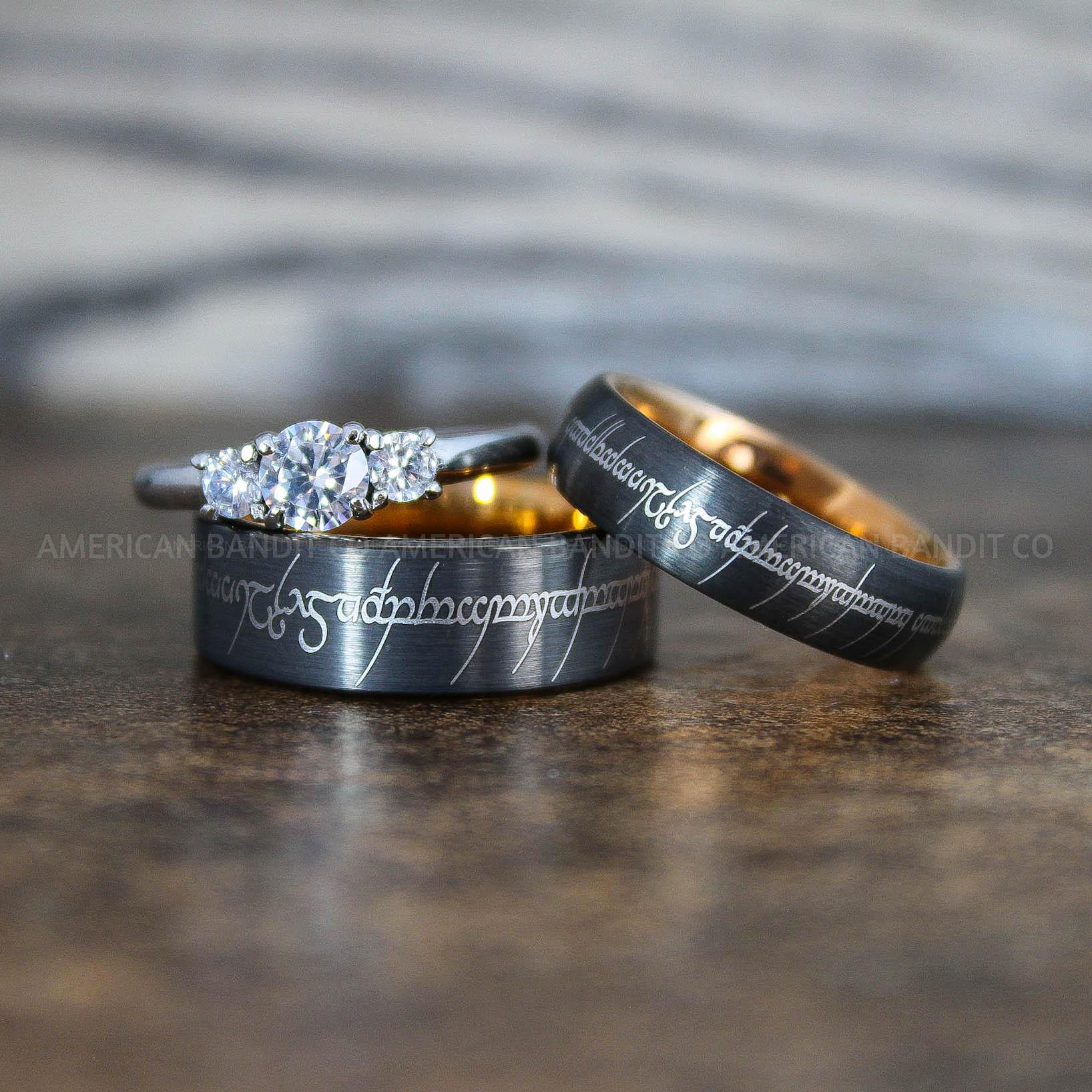 IMG_8917 Elvish Rings, Elvish Wedding Rings, Elvish Wedding Bands, Elvish Jewelry, Gunmetal Wedding Rings - Image 1